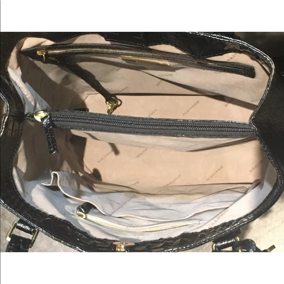 BRAHMIN LARGE CROC EMBOSSED LEATHER BUCKET BAG BLACK MELBOURNE - Picture 4 of 10